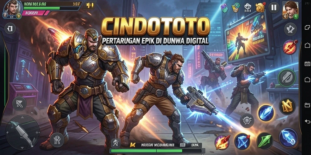 Screenshot gameplay CINDOTOTO menampilkan pertarungan seru dengan karakter yang dinamis.