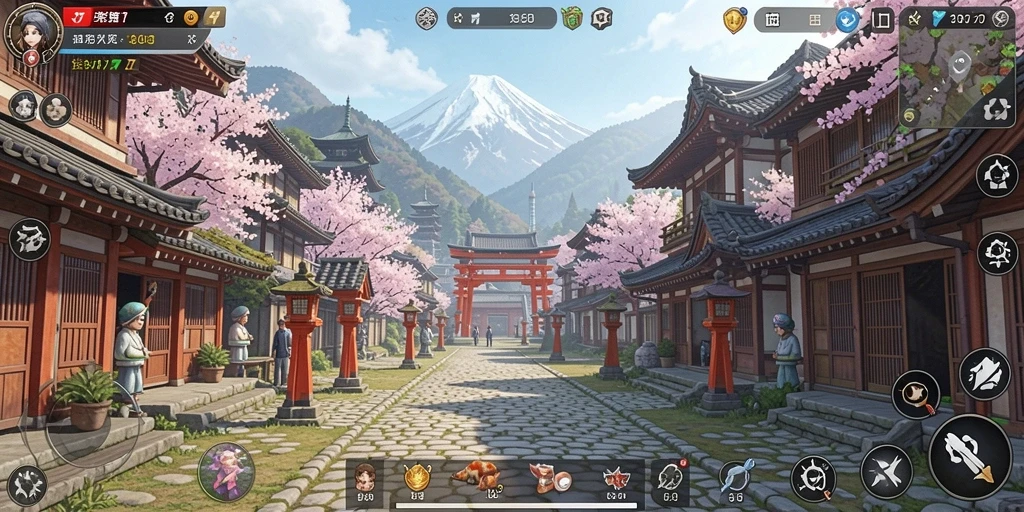 Tampilan gameplay unik dari JEPANG77 yang menggambarkan kehidupan di Jepang.