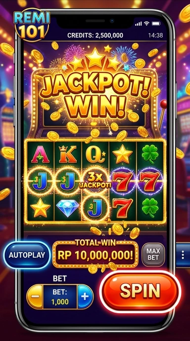 Tampilan antarmuka utama aplikasi remi101.